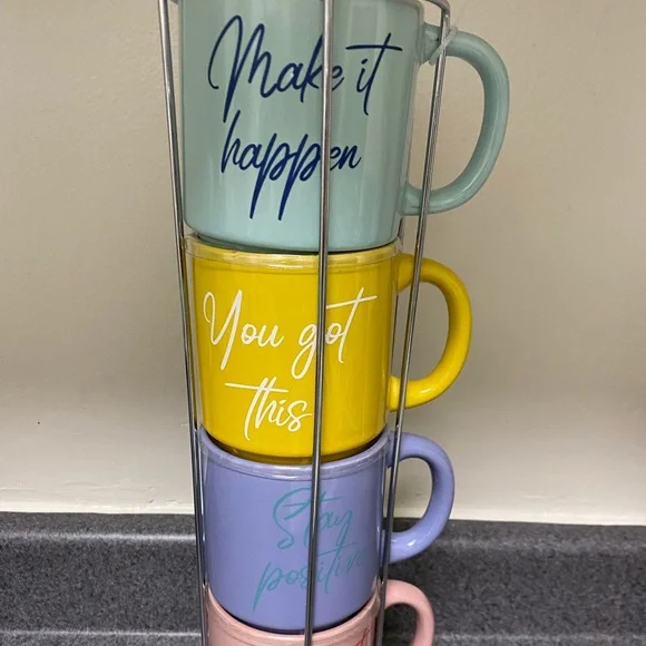 Other | Set Of 4 With Stand Coffee Mugs New | Poshmark